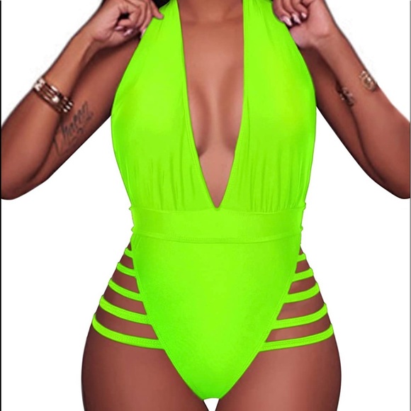 Neon Green Bathing Suit 🩱 Size Large NEW - Picture 1 of 5